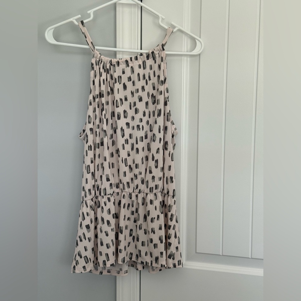 Gilli Blush and Charcoal Spotted Sleeveless Dress